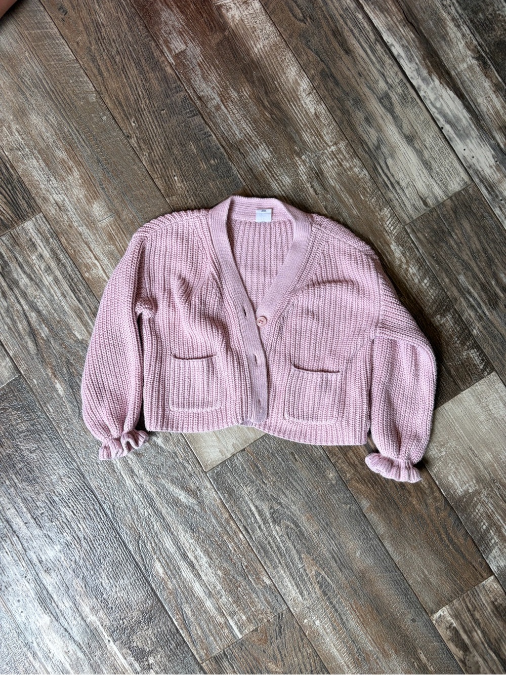 GAP Blush Pink Cropped Knit Cardigan